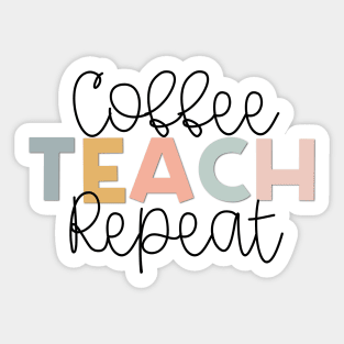 Coffee Teach Repeat Muted Rainbow Sticker
